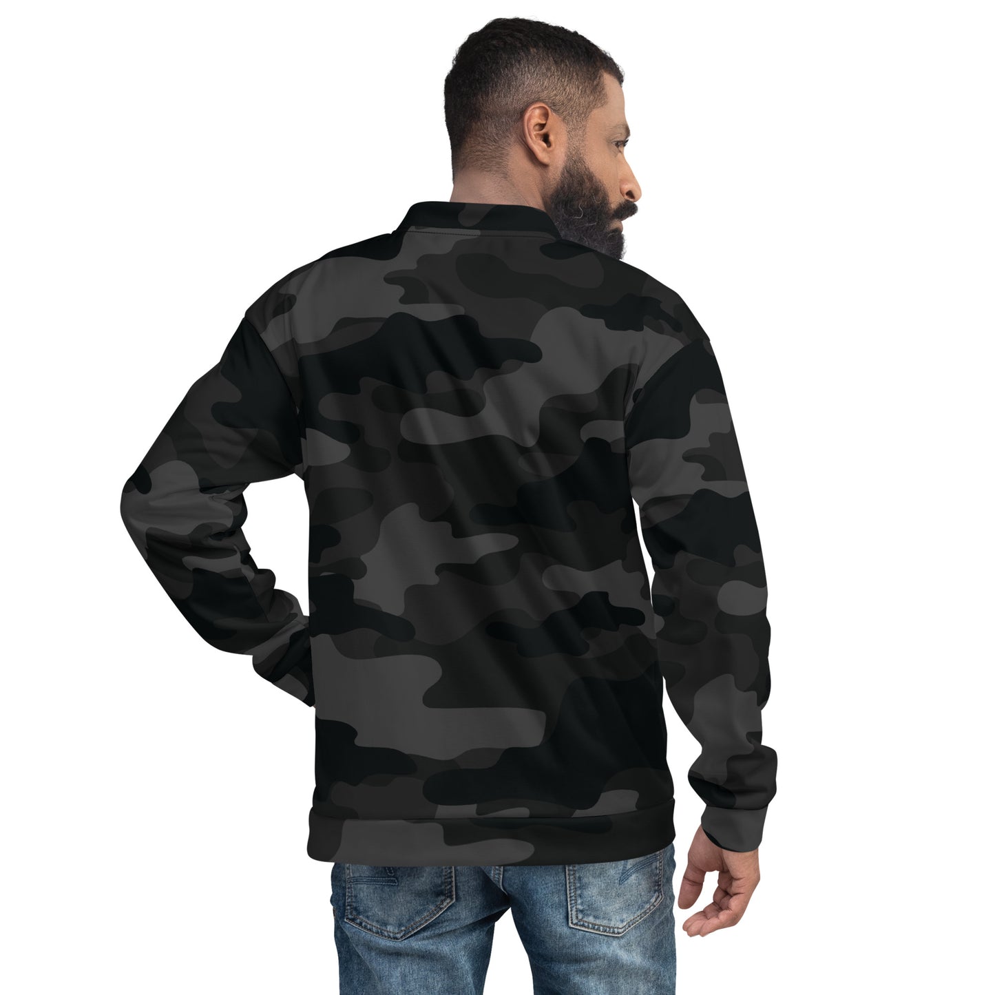 Camo Bomber Jacket | Unisex | Black Camouflage