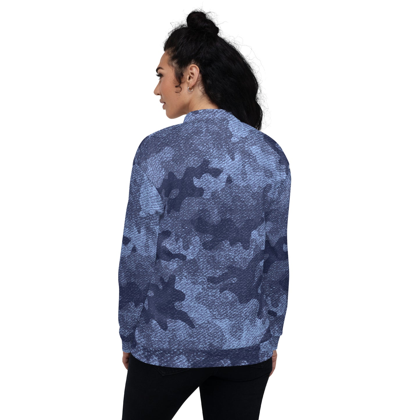 Camo Bomber Jacket | Unisex | Denim Blue Camouflage