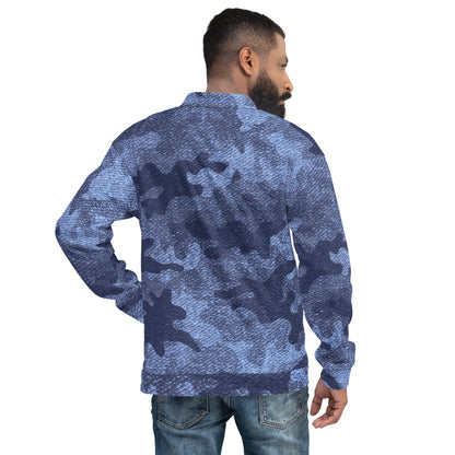 Camo Bomber Jacket | Unisex | Denim Blue Camouflage