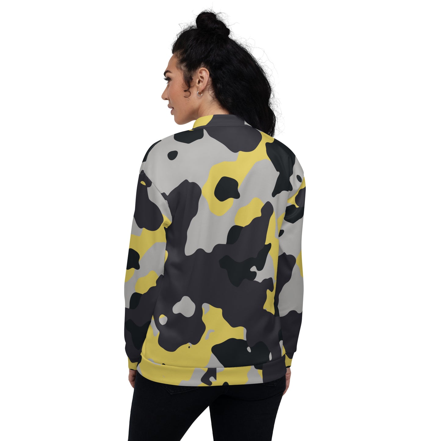 Camo Bomber Jacket | Unisex | Yellow, Black & Silver Camouflage