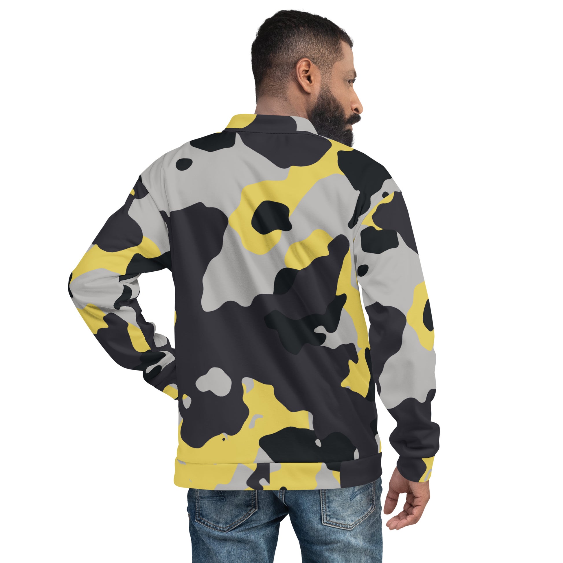 Camo Bomber Jacket | Unisex | Yellow, Black & Silver Camouflage