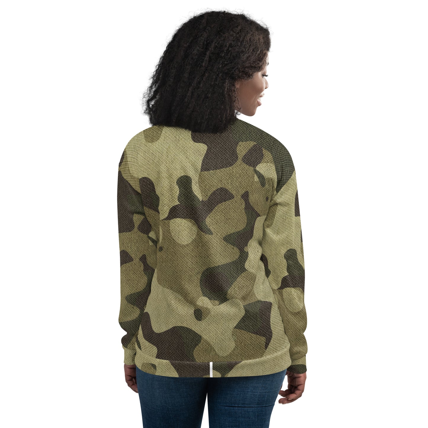 Camo Bomber Jacket | Unisex | Green Fabric Camouflage