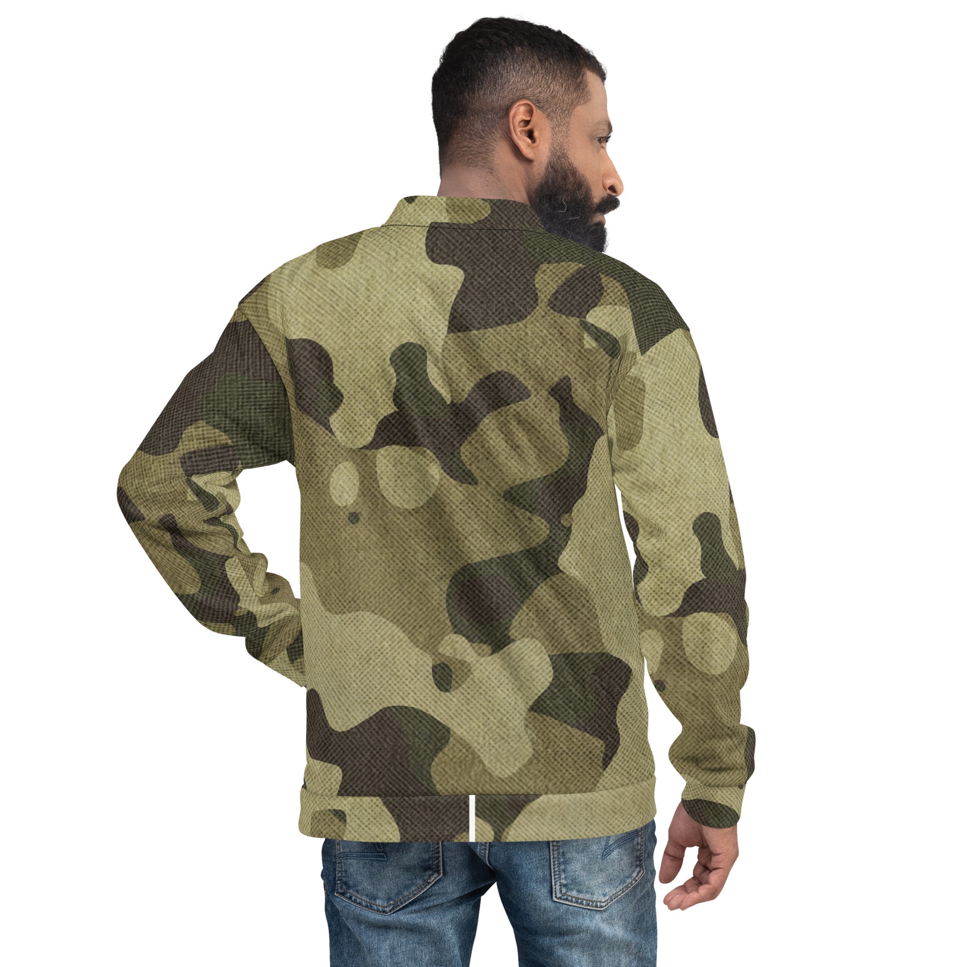 Camo Bomber Jacket | Unisex | Green Fabric Camouflage