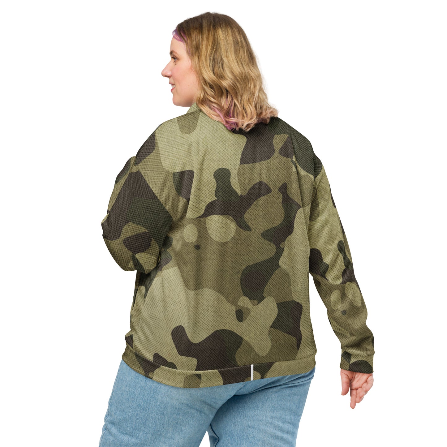 Camo Bomber Jacket | Unisex | Green Fabric Camouflage