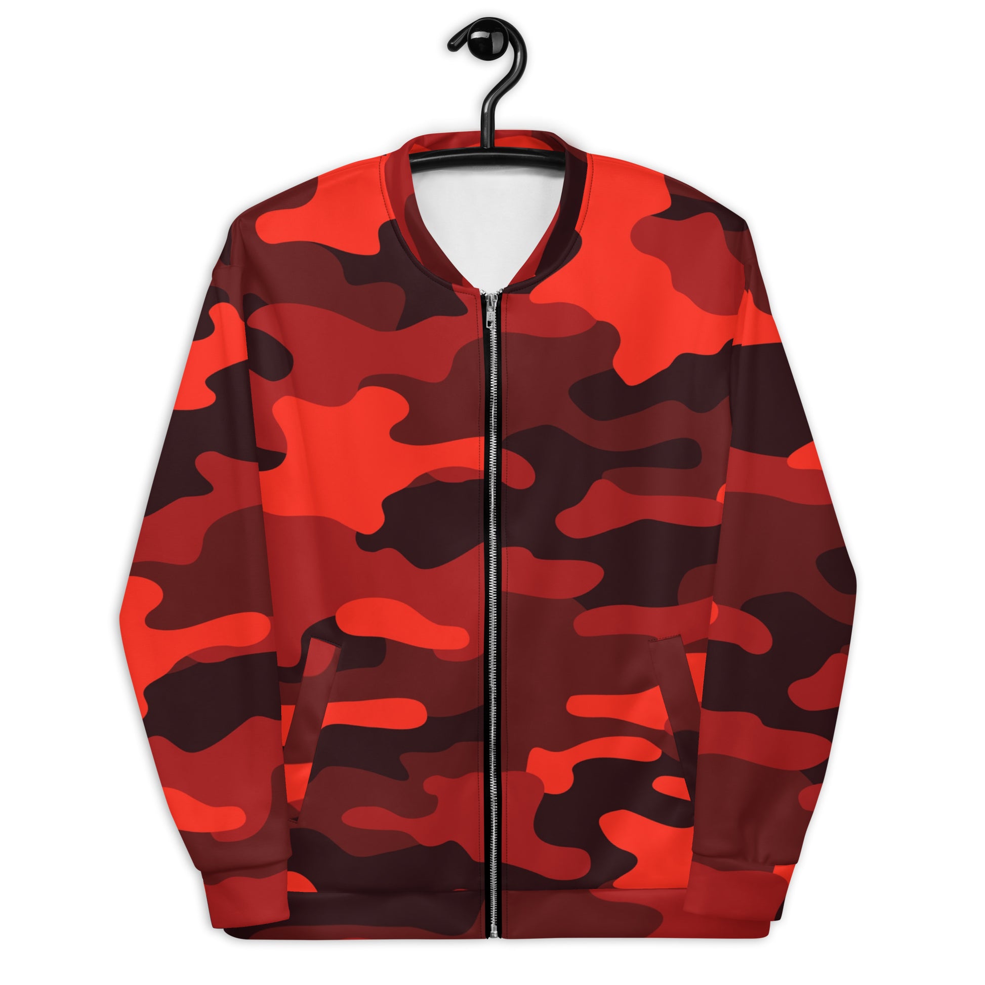 Camo Bomber Jacket | Unisex | Scarlet Red & Black