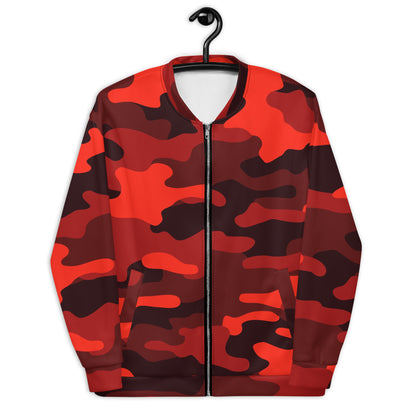 Camo Bomber Jacket | Unisex | Scarlet Red & Black