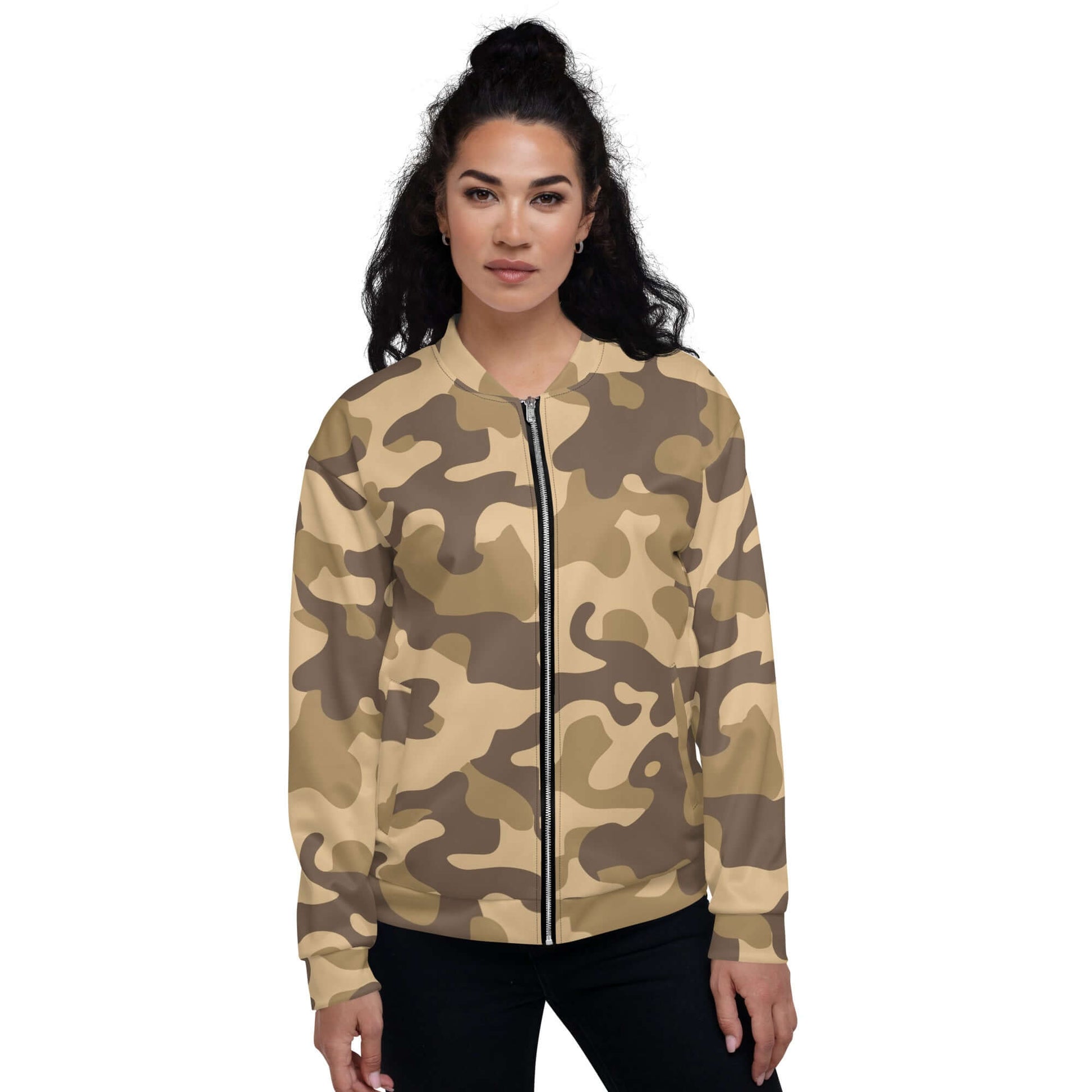 Camo Bomber Jacket | Unisex | Khaki Camouflage