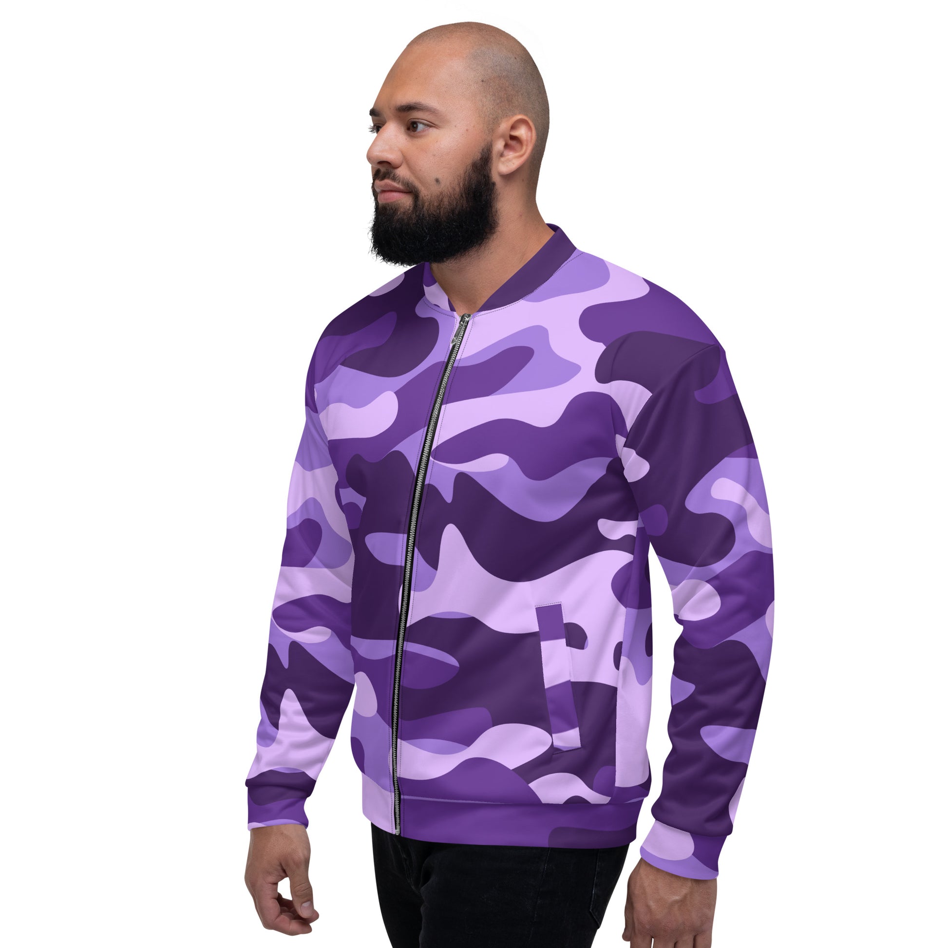 Camo Bomber Jacket | Unisex | Purple, Blue & Mauve