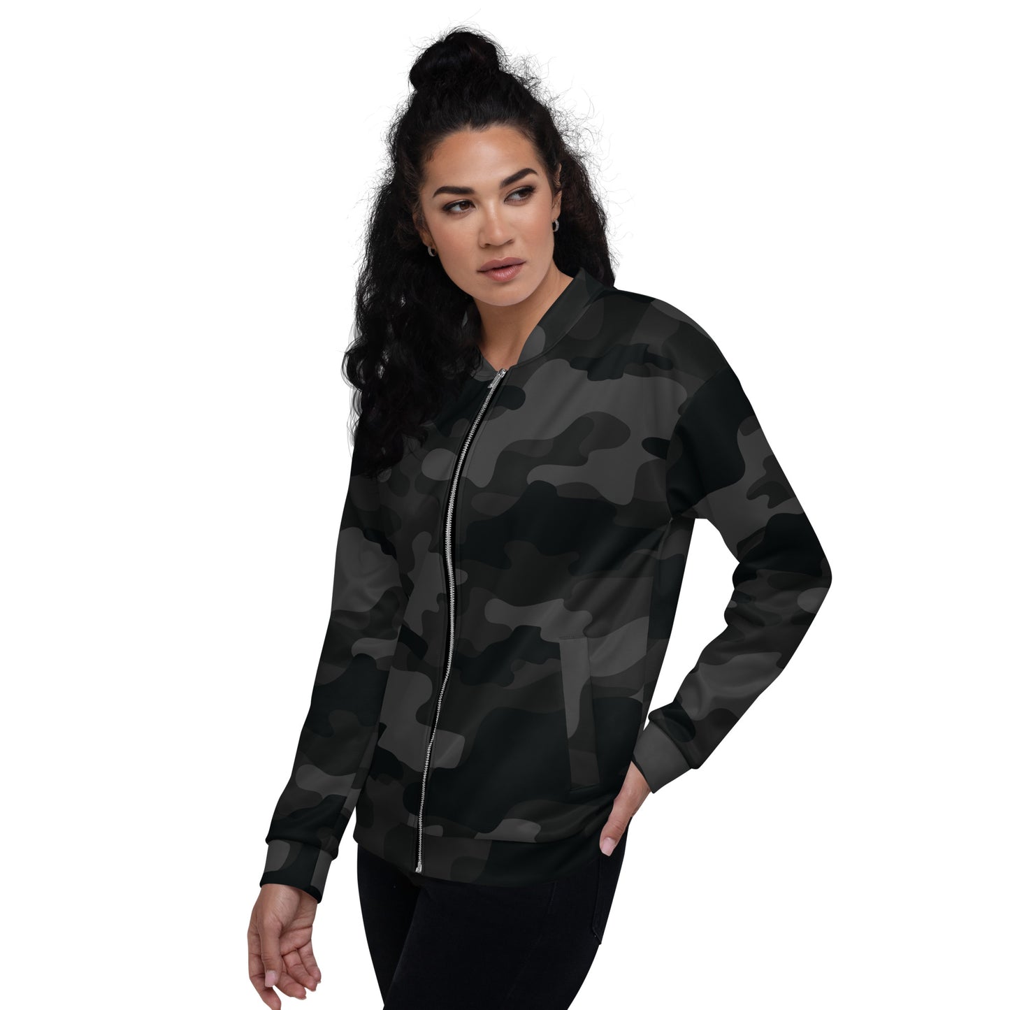 Camo Bomber Jacket | Unisex | Black Camouflage