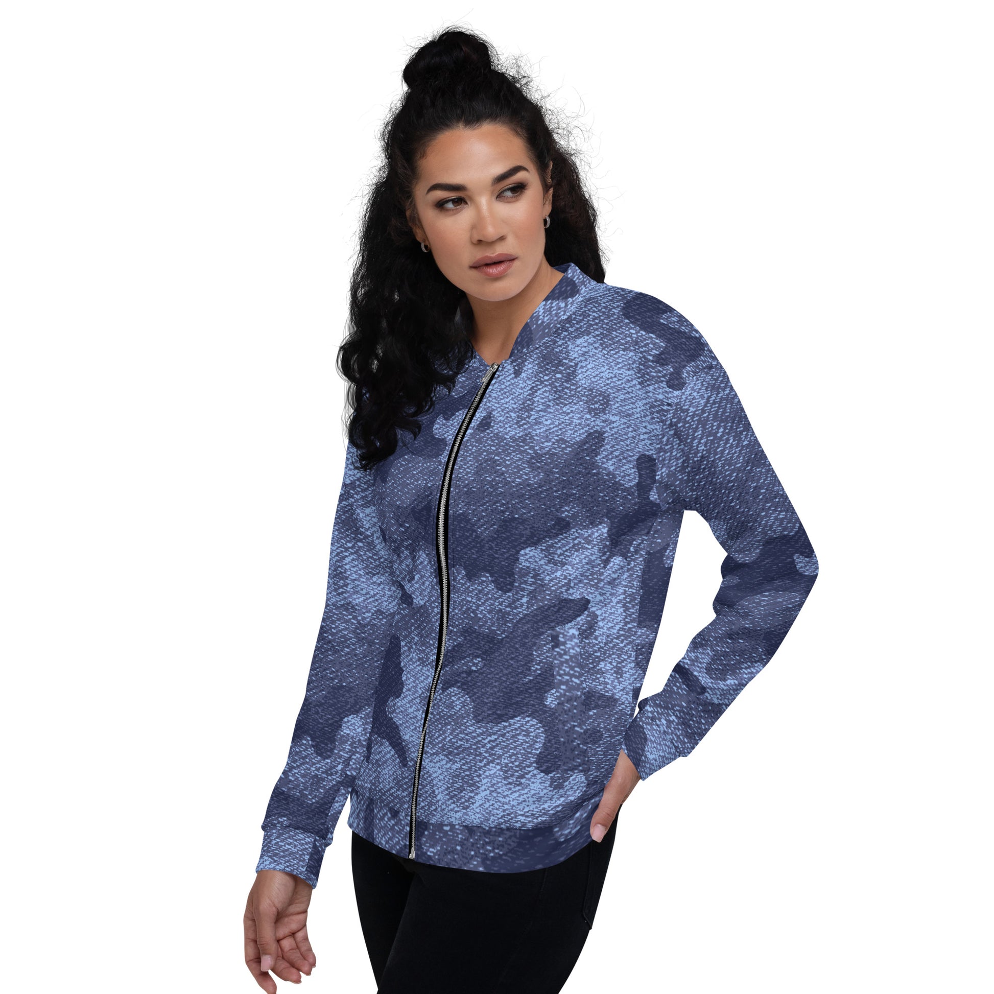 Camo Bomber Jacket | Unisex | Denim Blue Camouflage