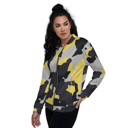 Camo Bomber Jacket | Unisex | Yellow, Black & Silver Camouflage