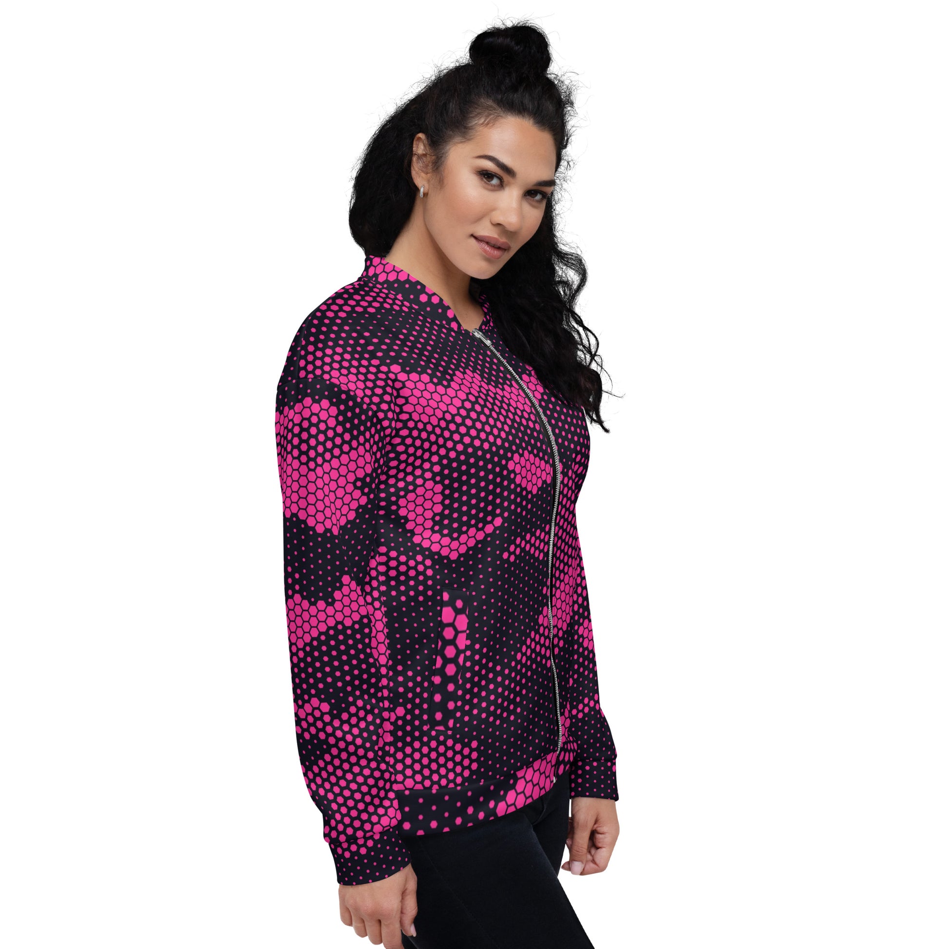 Camo Bomber Jacket | Unisex | Pink Digital Dotted