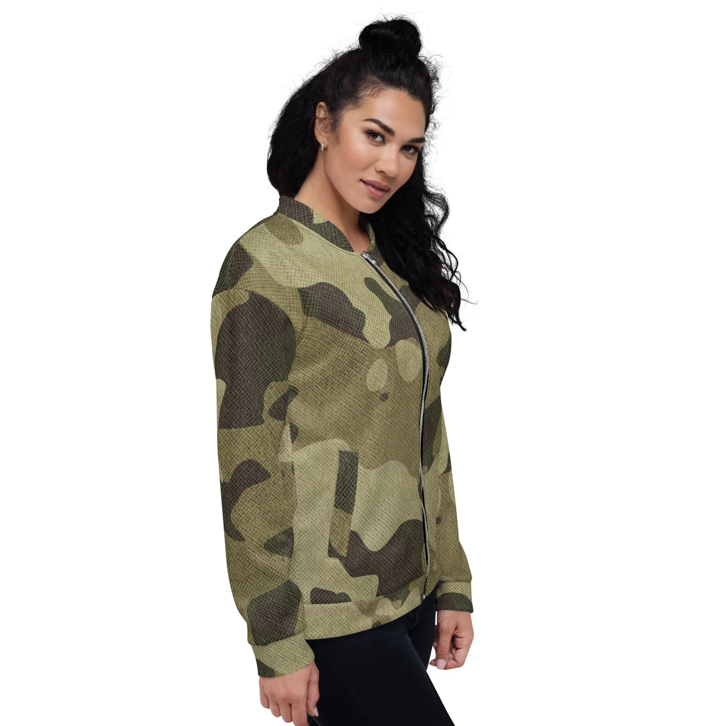 Camo Bomber Jacket | Unisex | Green Fabric Camouflage