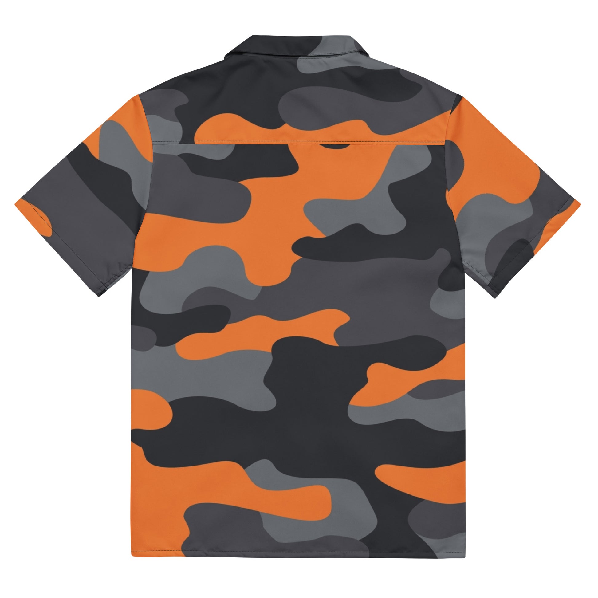 Camo Button Up Shirt | Orange, Black & Gray Camouflage