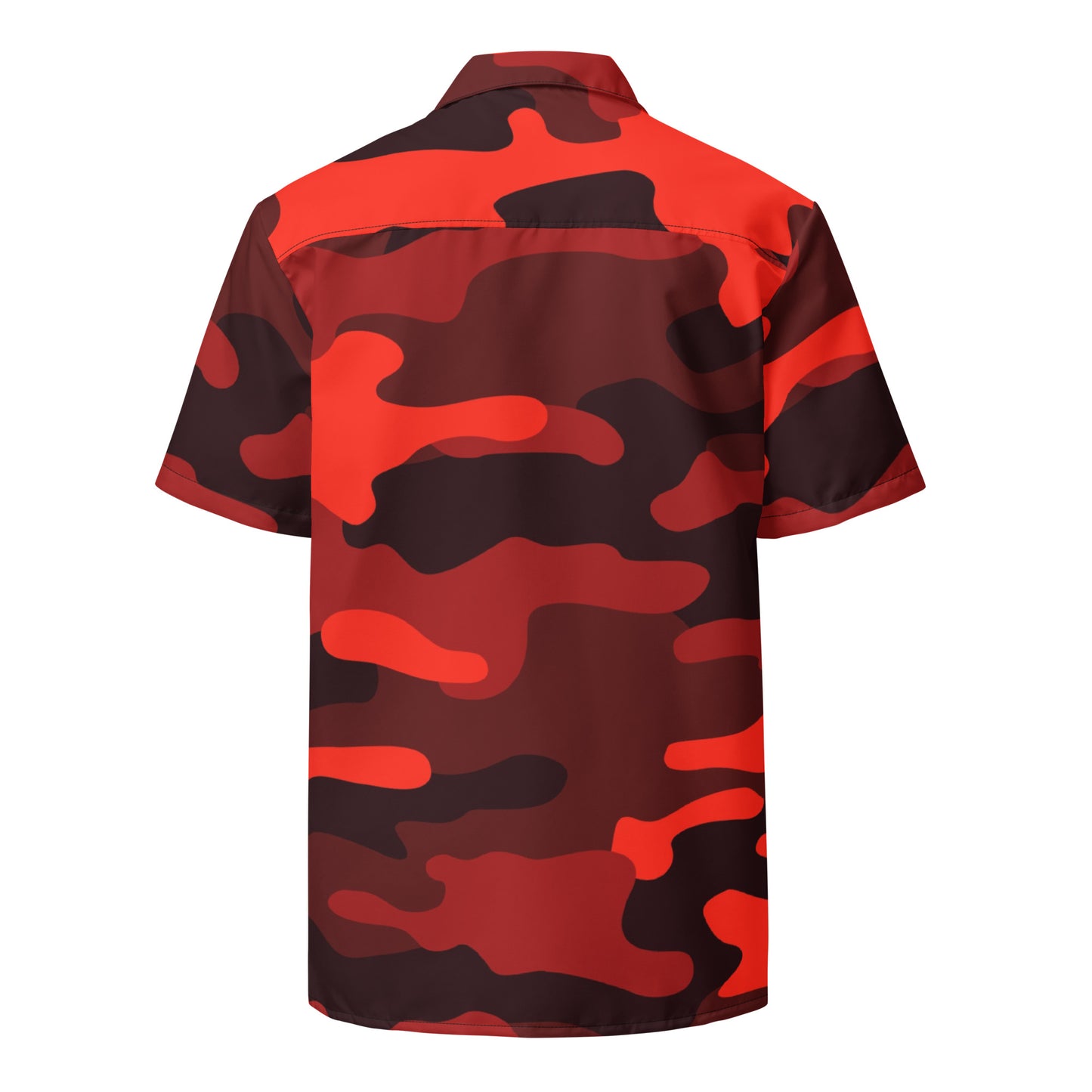 Camo Button Up Shirt | Scarlet Red & Black Camouflage