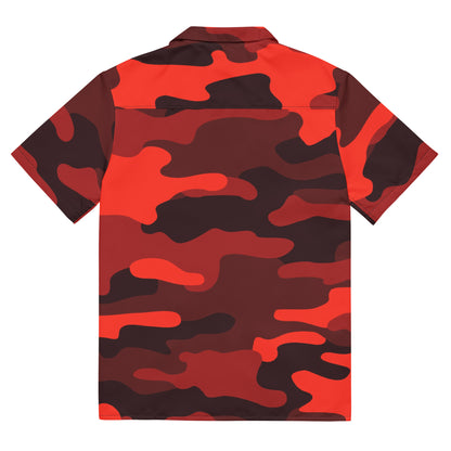 Camo Button Up Shirt | Scarlet Red & Black Camouflage