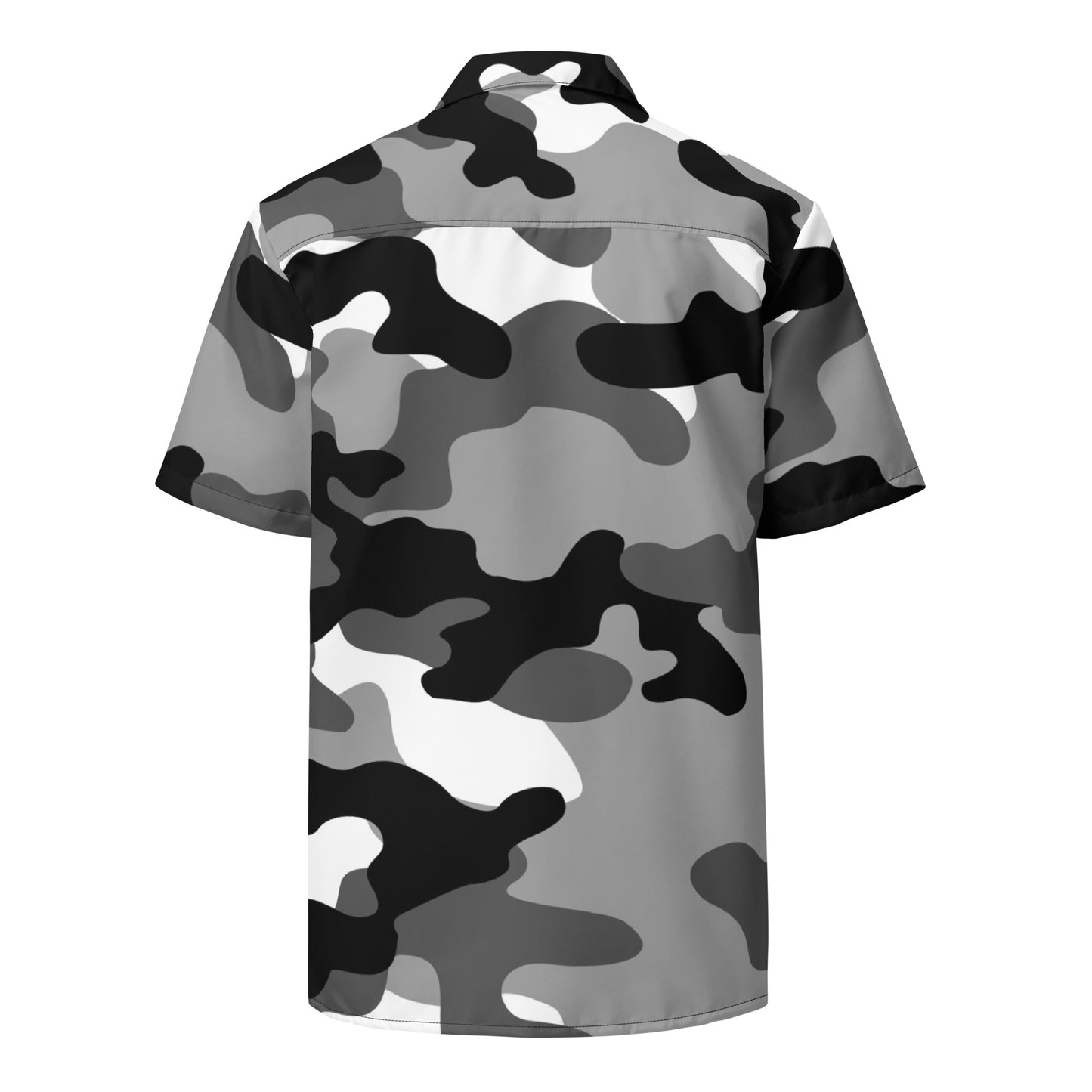 Camo Button Up Shirt | Black, White & Gray Camouflage