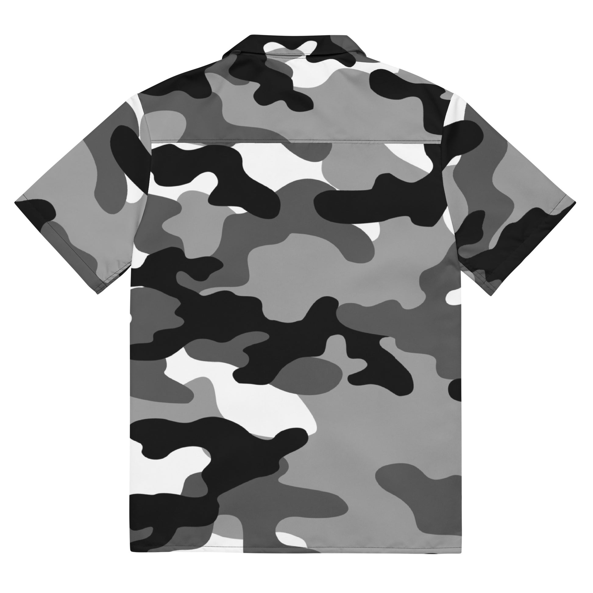 Camo Button Up Shirt | Black, White & Gray Camouflage