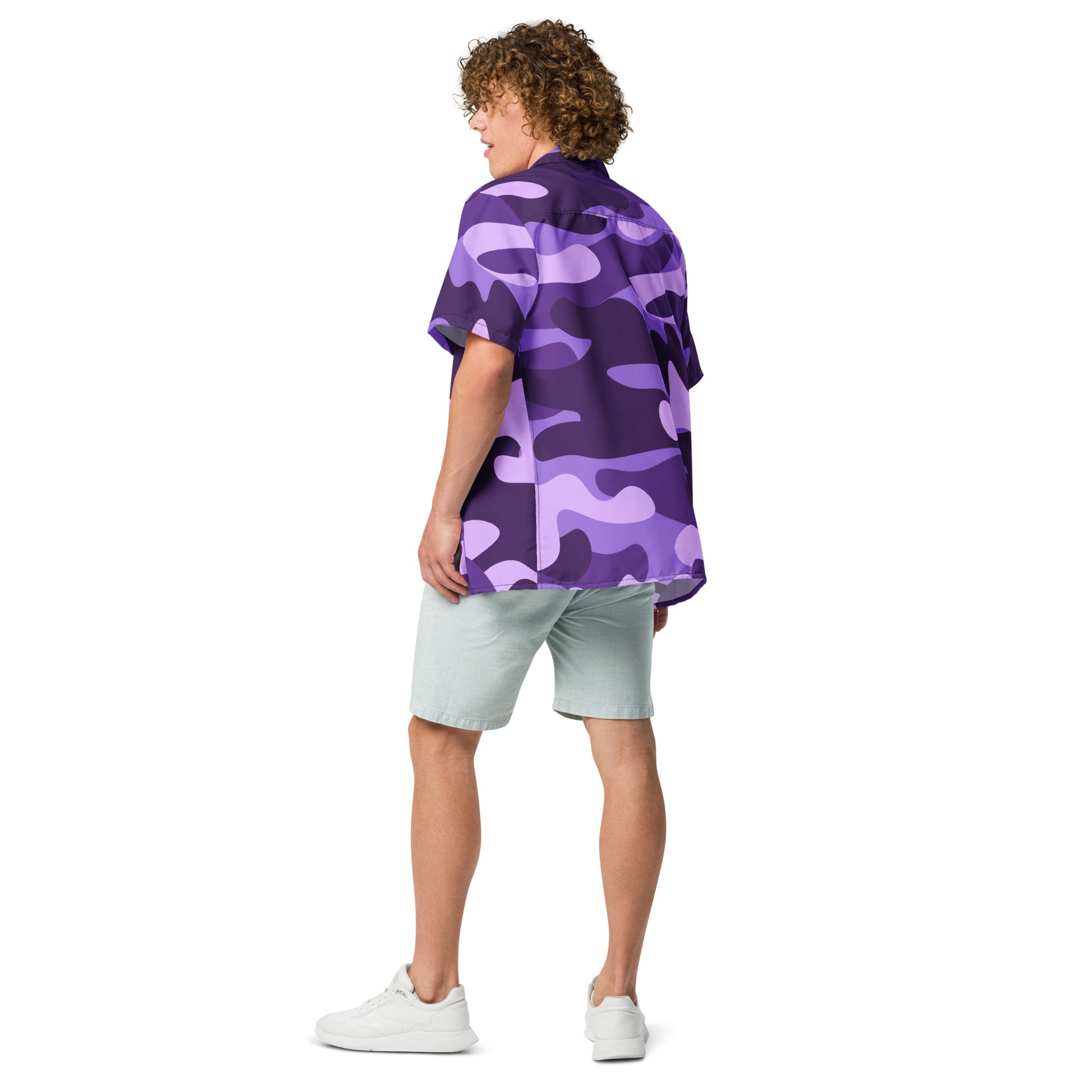 Camo Button Up Shirt | Purple, Blue & Mauve Camouflage