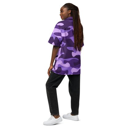 Camo Button Up Shirt | Purple, Blue & Mauve Camouflage