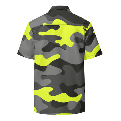 Camo Button Up Shirt | Black, Gray & Yellow Camouflage