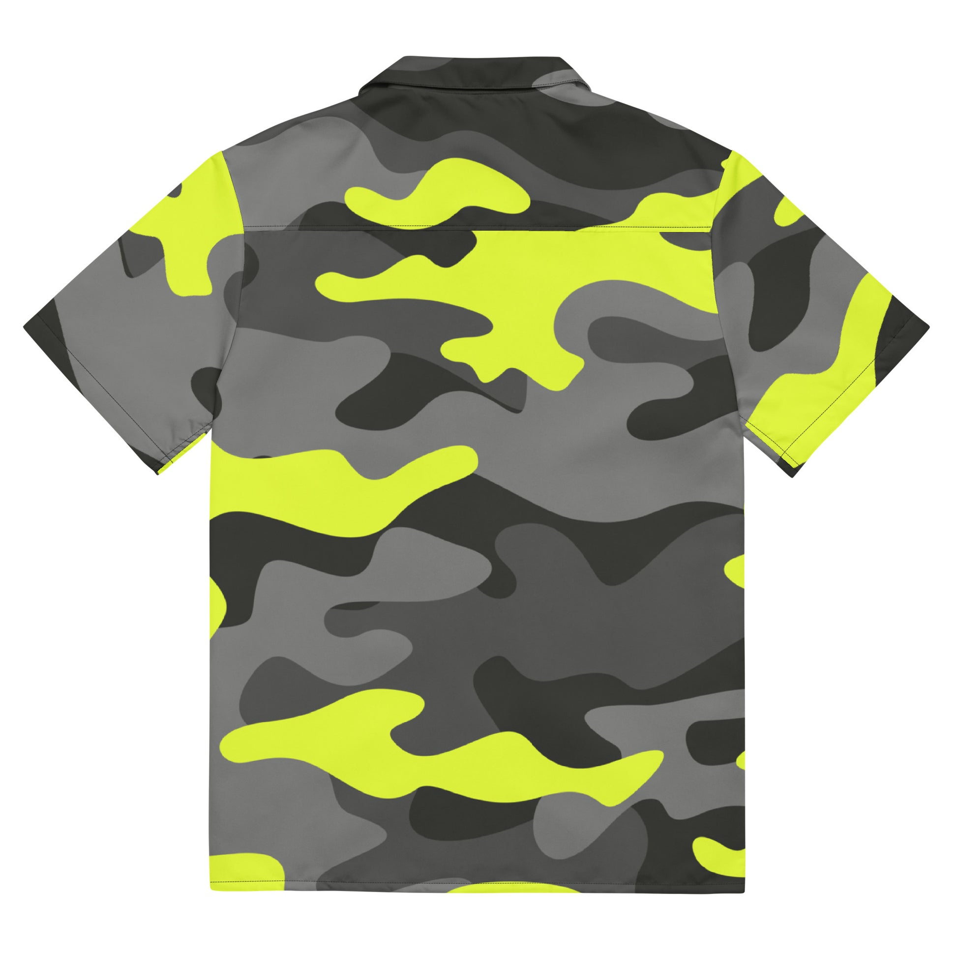 Camo Button Up Shirt | Black, Gray & Yellow Camouflage