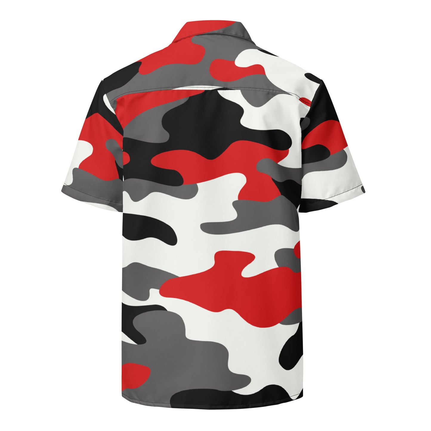 Camo Button Up Shirt | Red, Black & White Camouflage