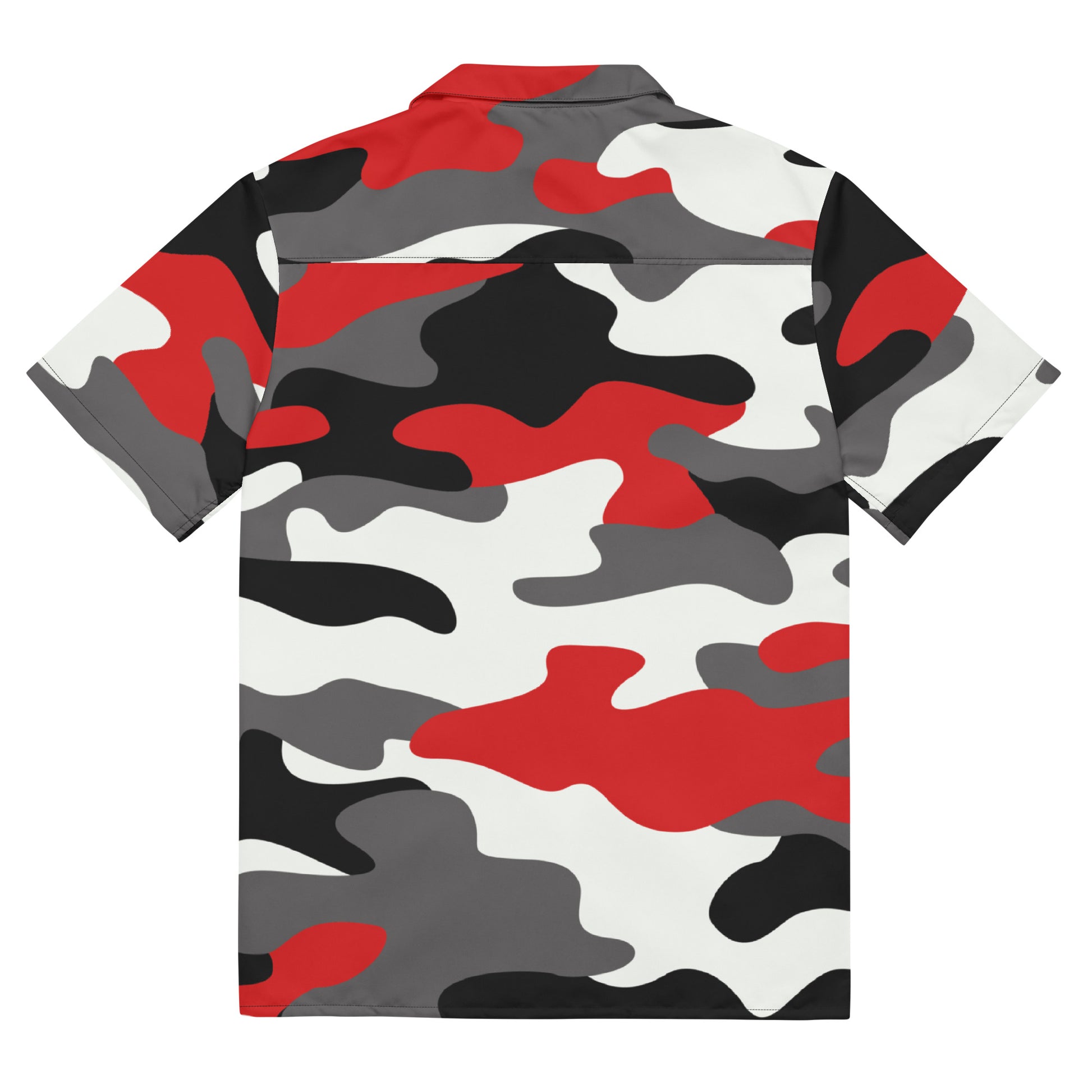 Camo Button Up Shirt | Red, Black & White Camouflage