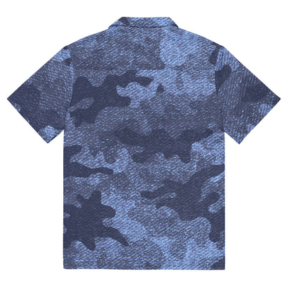 Camo Button Up Shirt | Denim Blue Camouflage