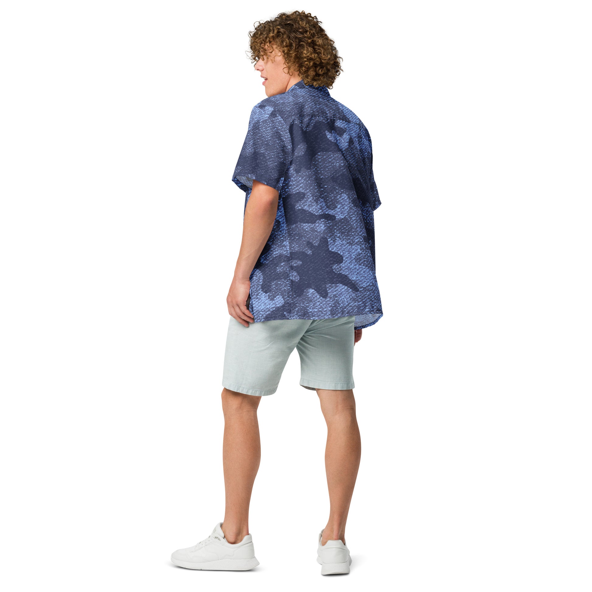 Camo Button Up Shirt | Denim Blue Camouflage