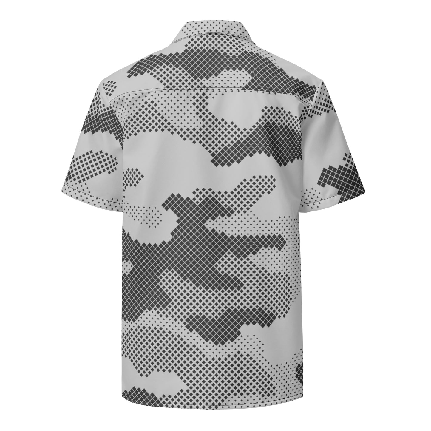 Camo Button Up Shirt | Black & White Digital Camouflage