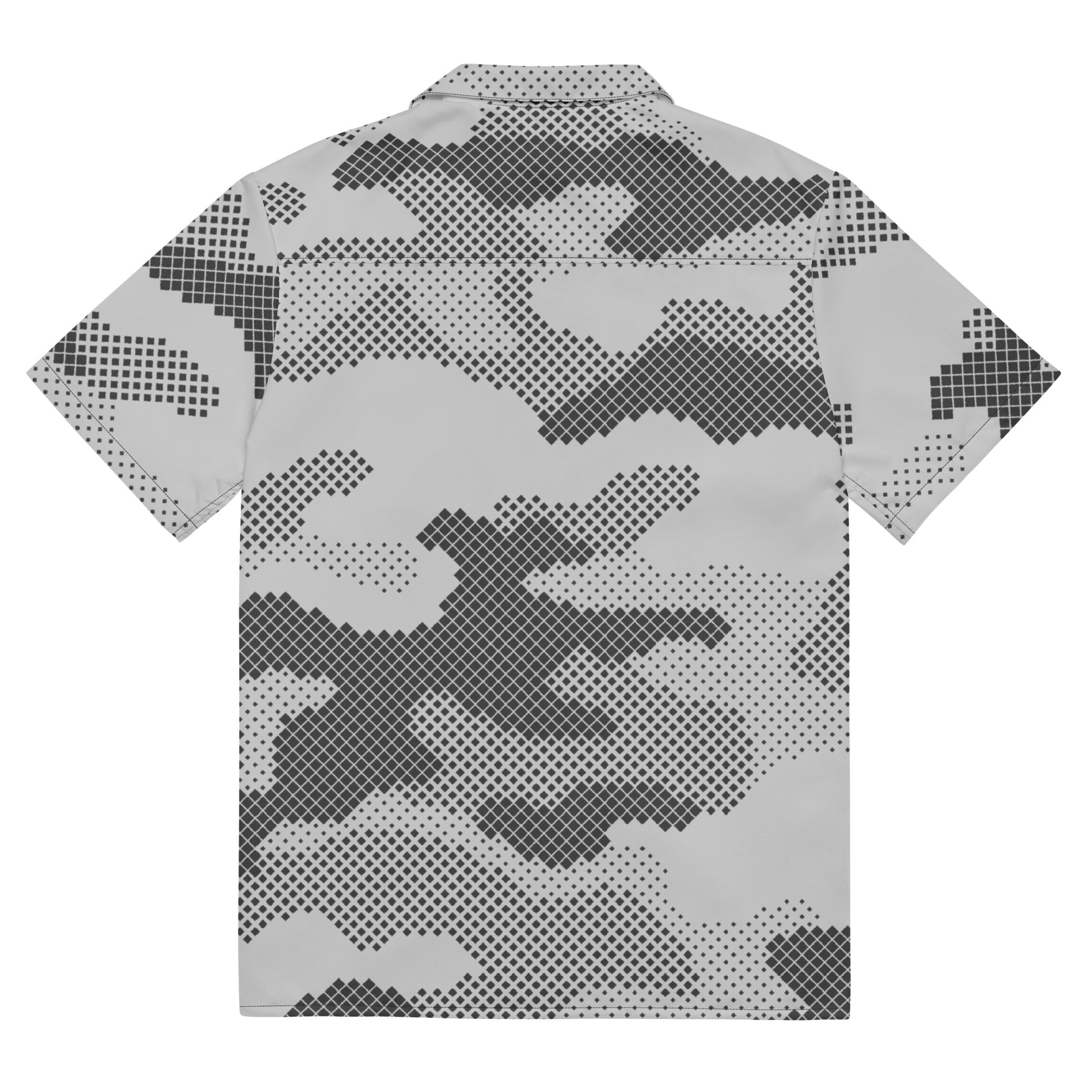 Camo Button Up Shirt | Black & White Digital Camouflage