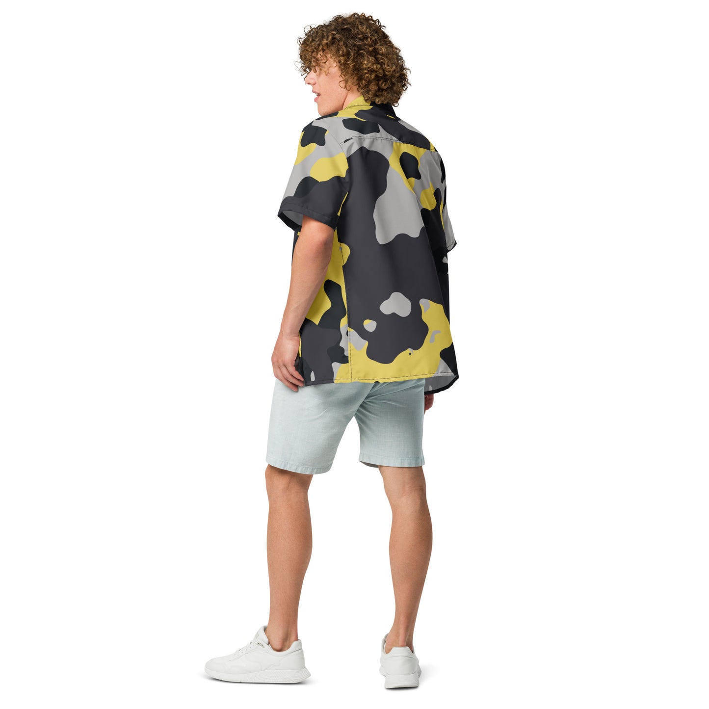 Camo Button Up Shirt | Yellow, Black & Silver Camouflage