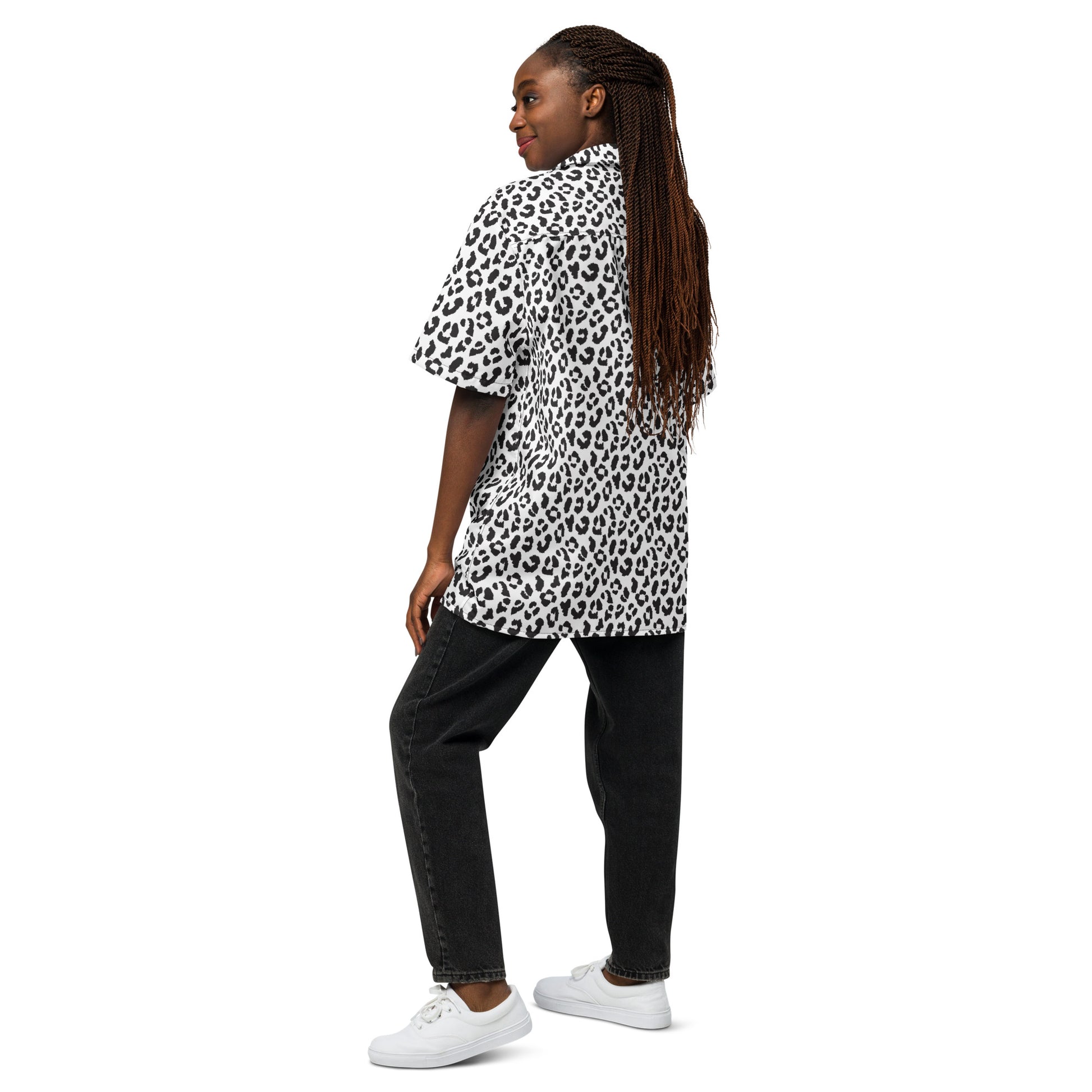 Leopard Button Up Shirt | OVERSIZED FIT | Black on White