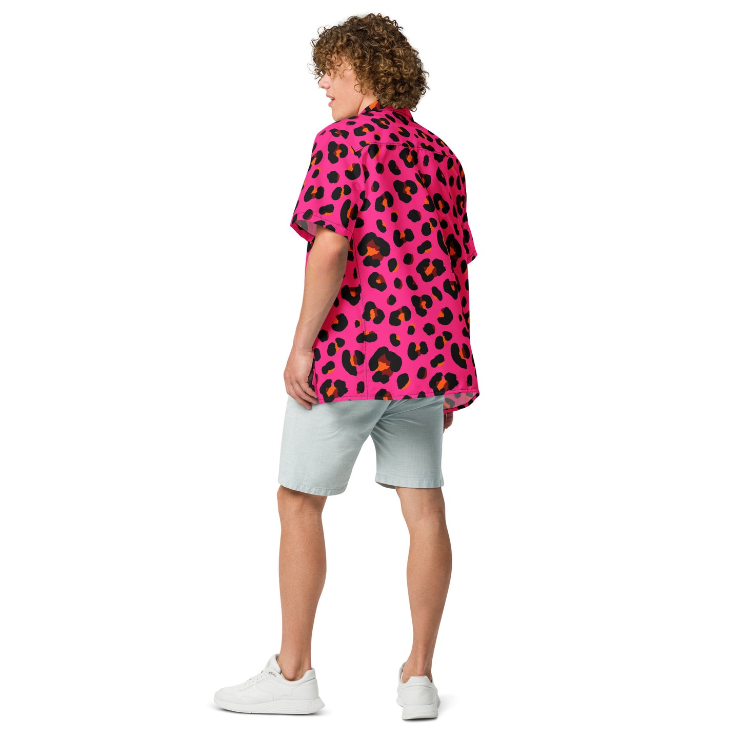 Leopard Button Up Shirt | OVERSIZED FIT | Cerise Pink, Orange & Black