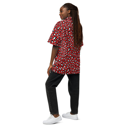 Leopard Button Up Shirt | OVERSIZED FIT | Red, Black & White