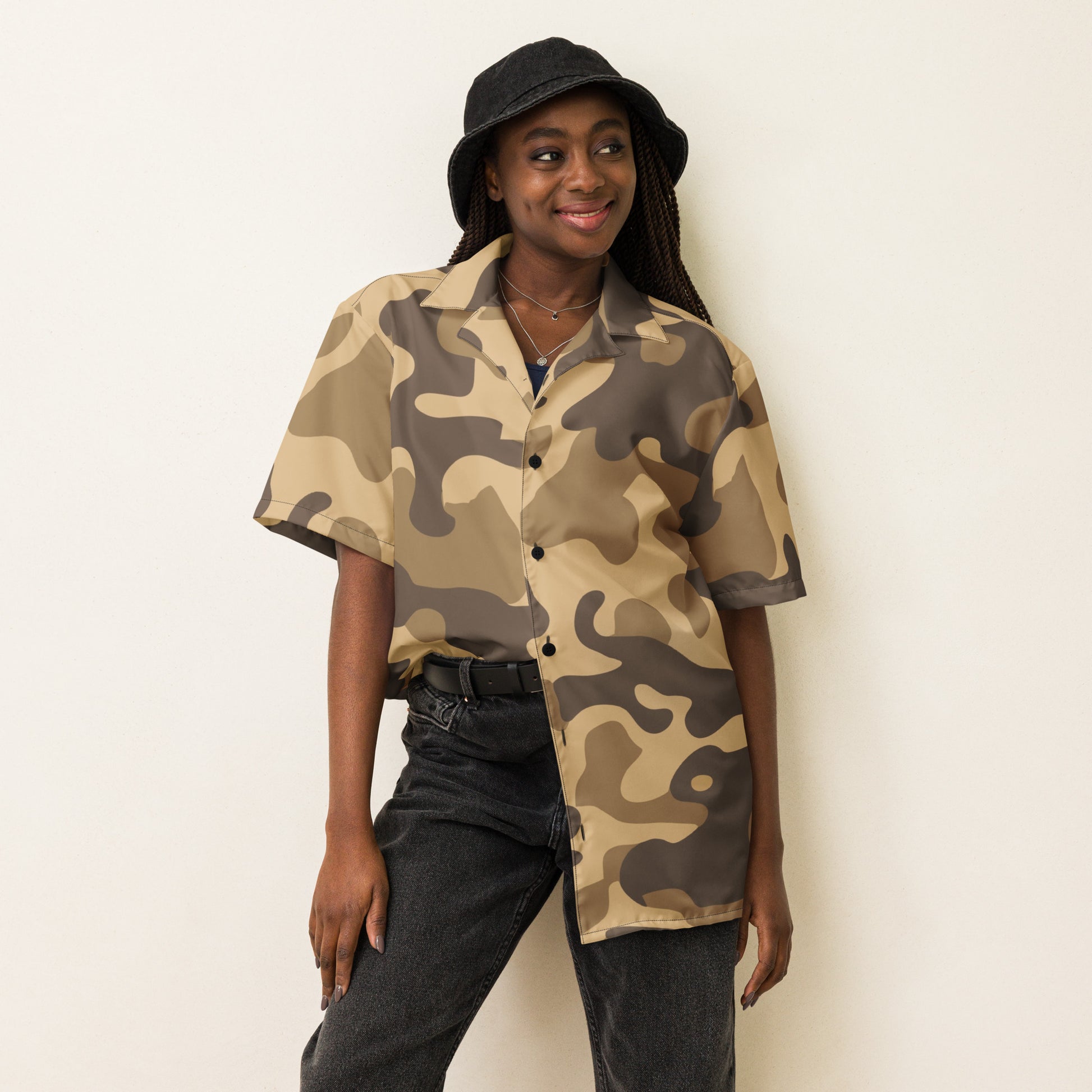 Camo Button Up Shirt | Khaki Camouflage