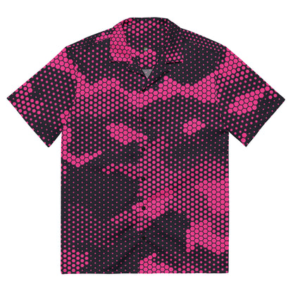 Camo Button Up Shirt | Pink Digital Dotted Camouflage