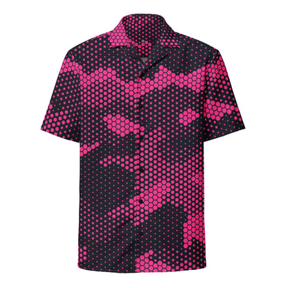 Camo Button Up Shirt | Pink Digital Dotted Camouflage