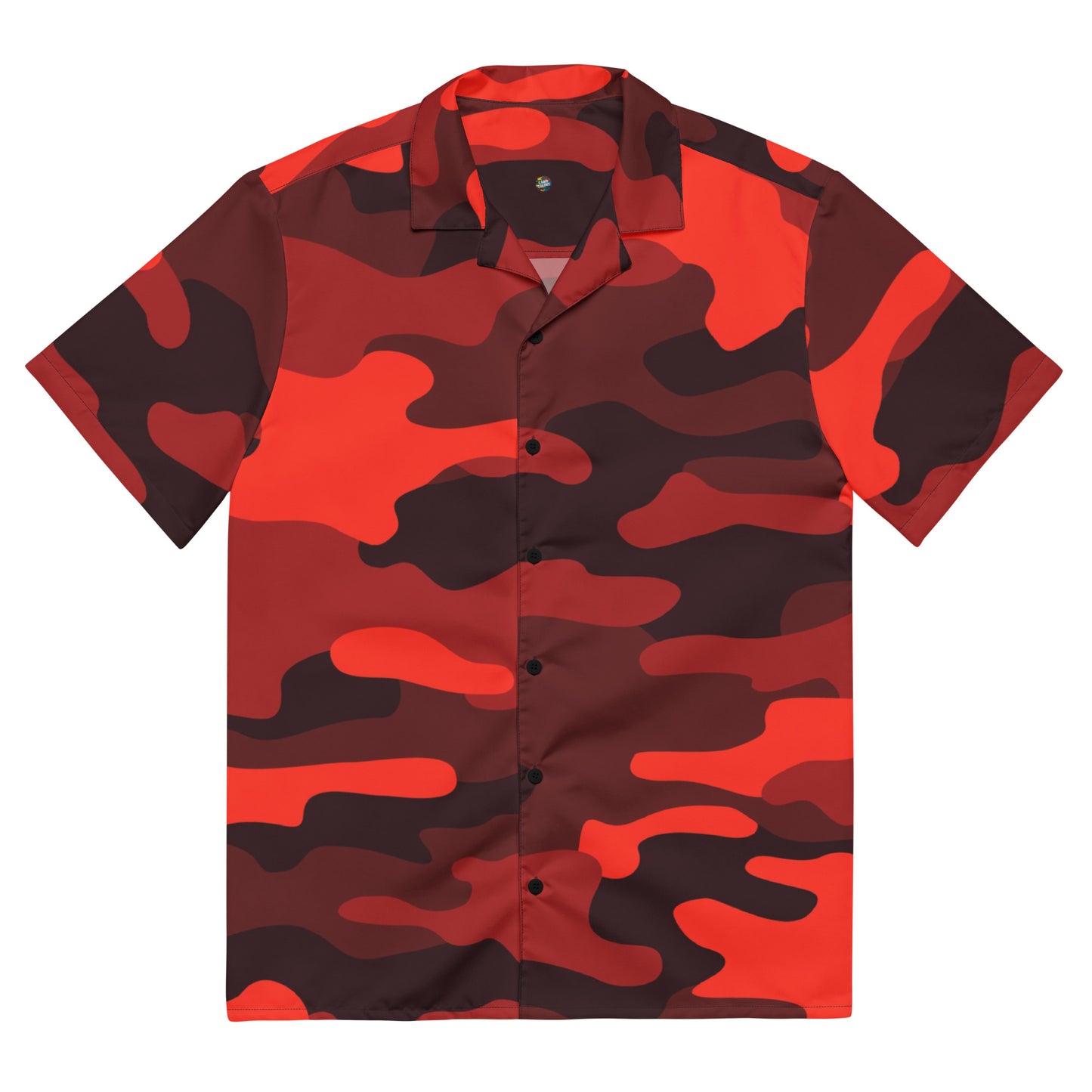 Camo Button Up Shirt | Scarlet Red & Black Camouflage