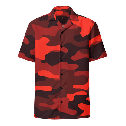 Camo Button Up Shirt | Scarlet Red & Black Camouflage