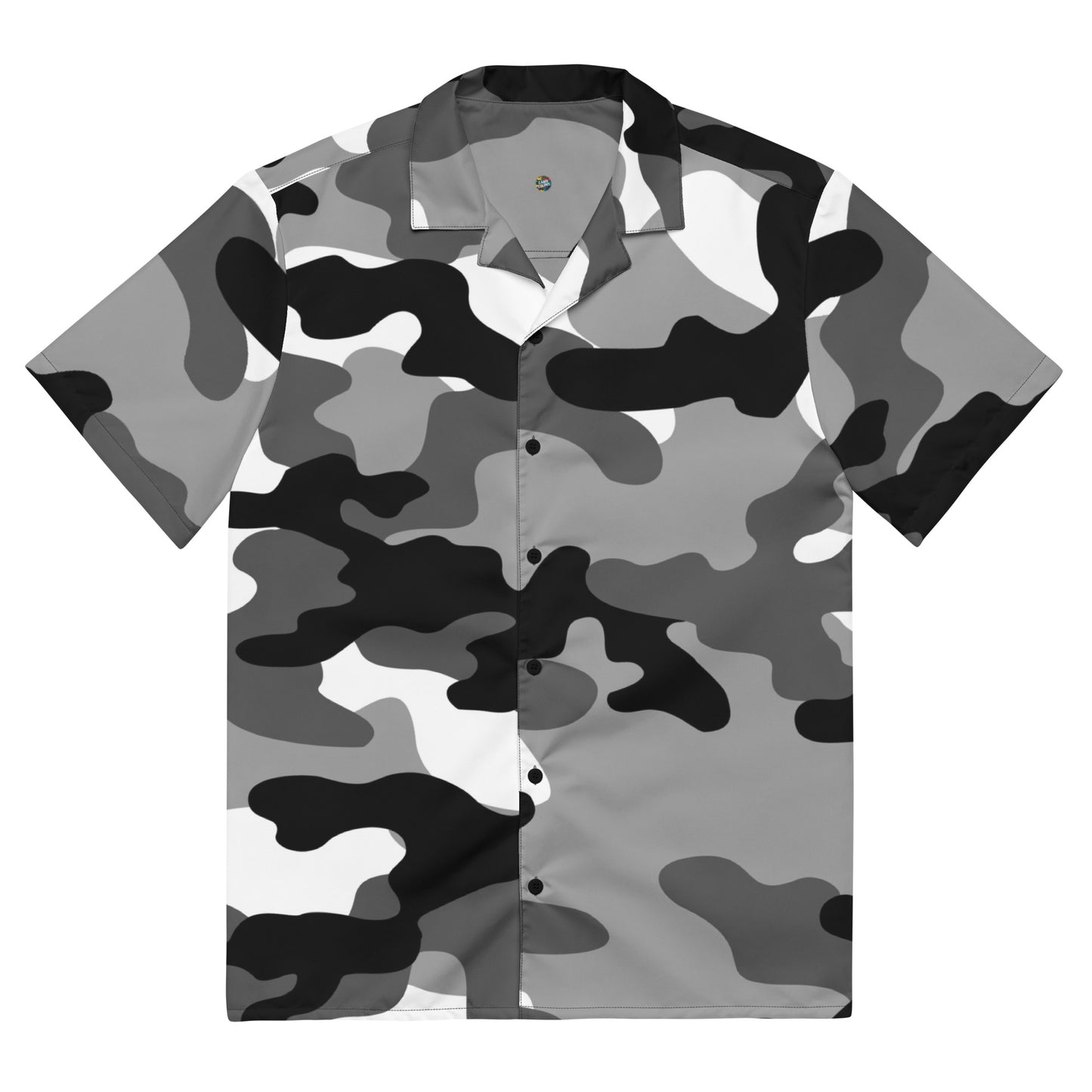 Camo Button Up Shirt | Black, White & Gray Camouflage