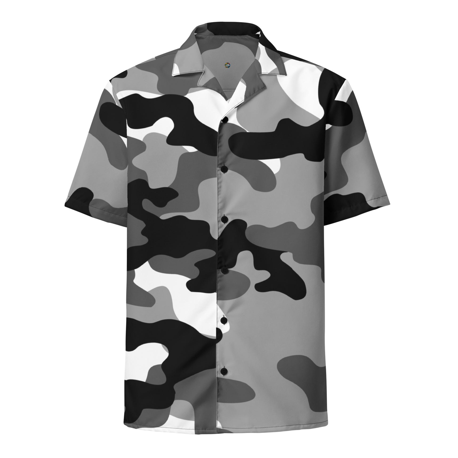 Camo Button Up Shirt | Black, White & Gray Camouflage