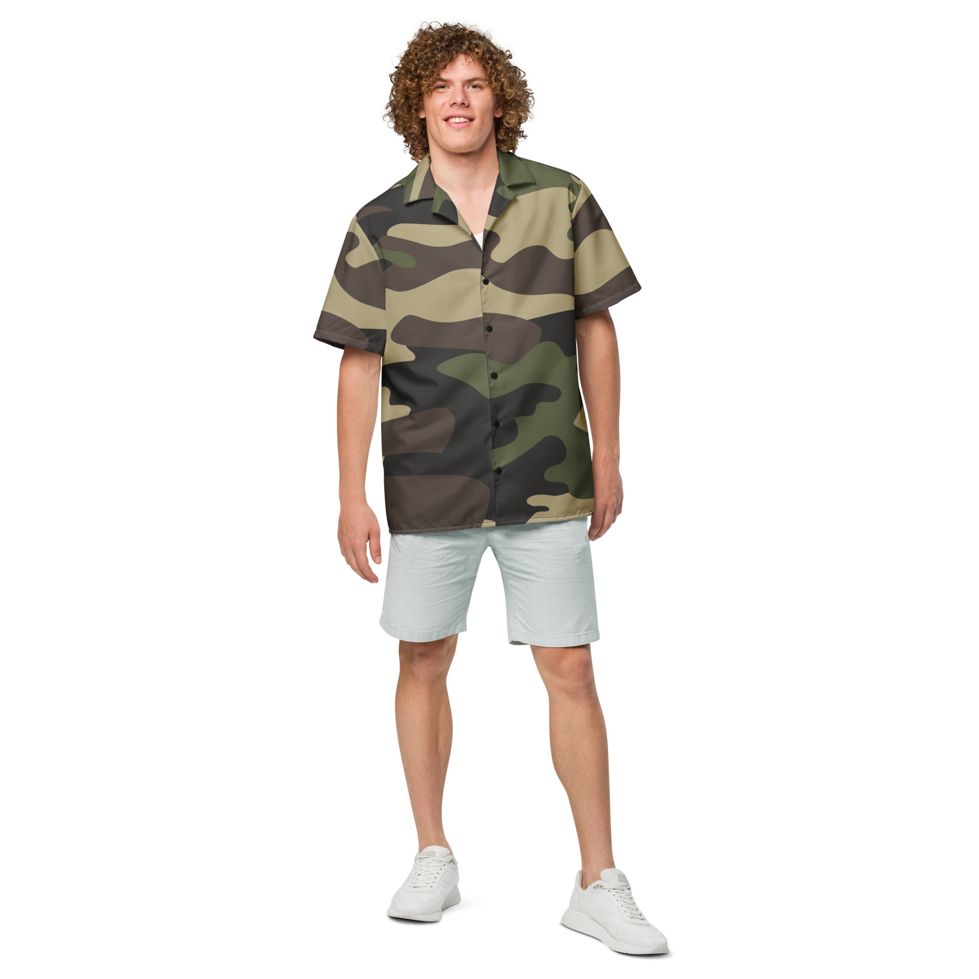 Camo Button Up Shirt | Classic Green Camouflage