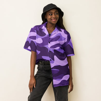 Camo Button Up Shirt | Purple, Blue & Mauve Camouflage