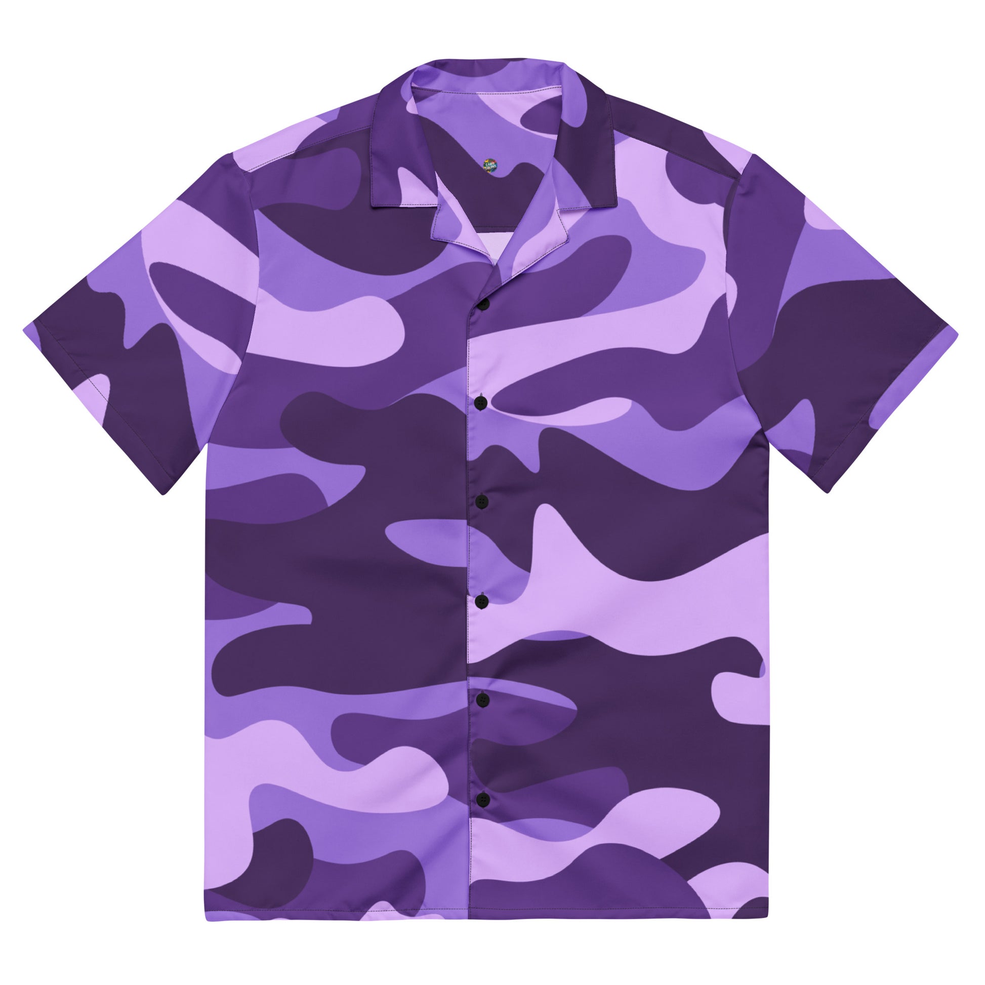 Camo Button Up Shirt | Purple, Blue & Mauve Camouflage