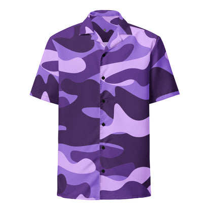 Camo Button Up Shirt | Purple, Blue & Mauve Camouflage