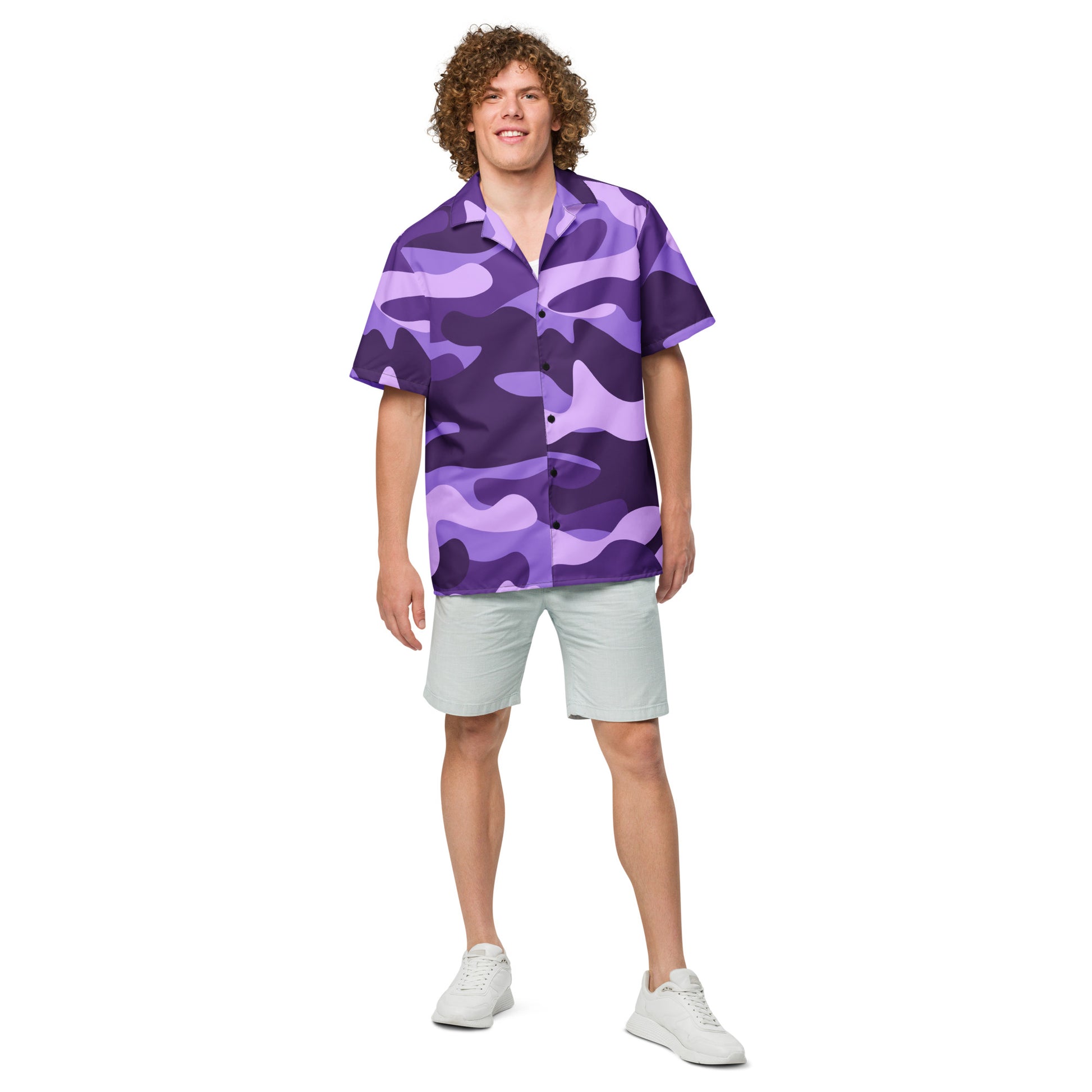 Camo Button Up Shirt | Purple, Blue & Mauve Camouflage