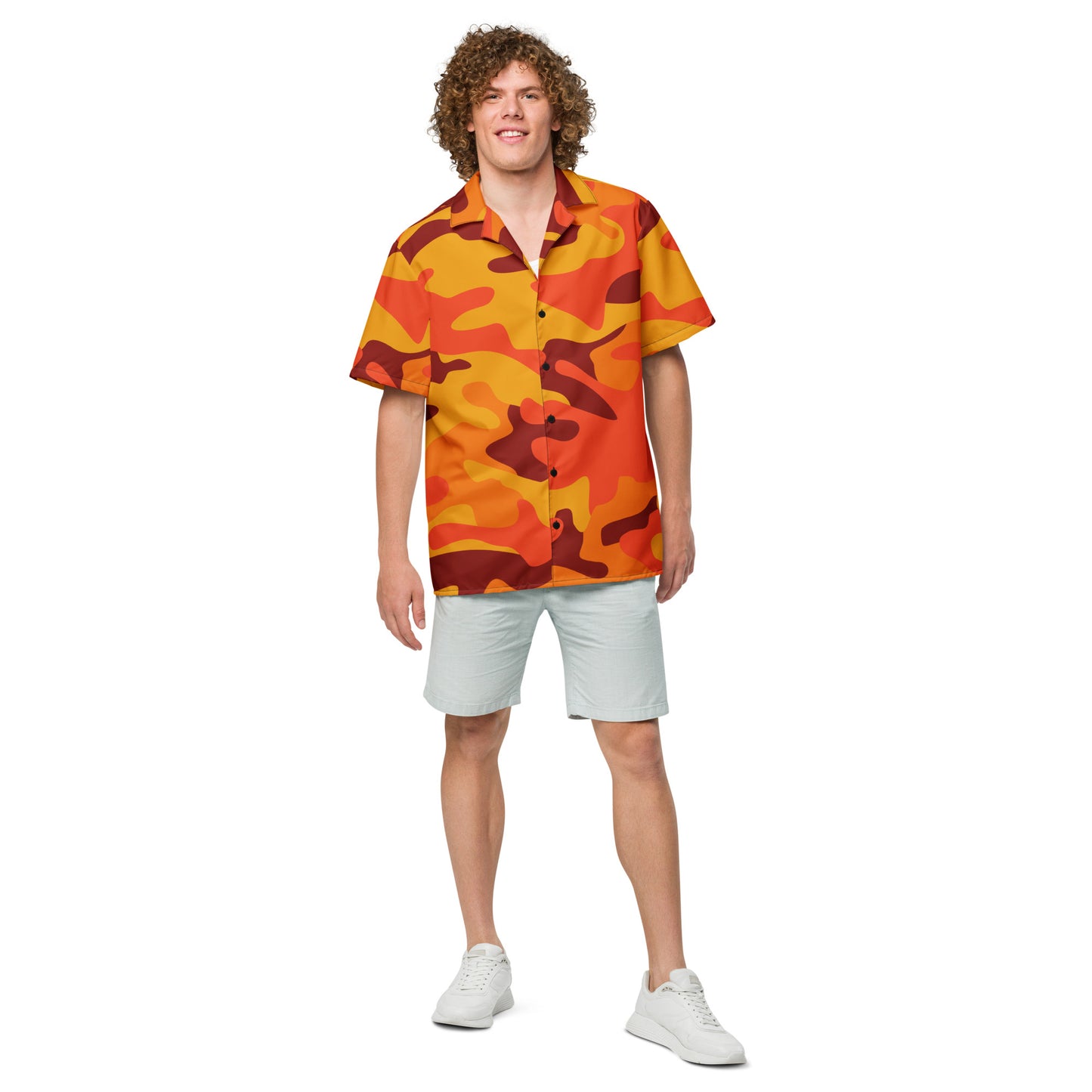 Camo Button Up Shirt | Orange & Red Camouflage