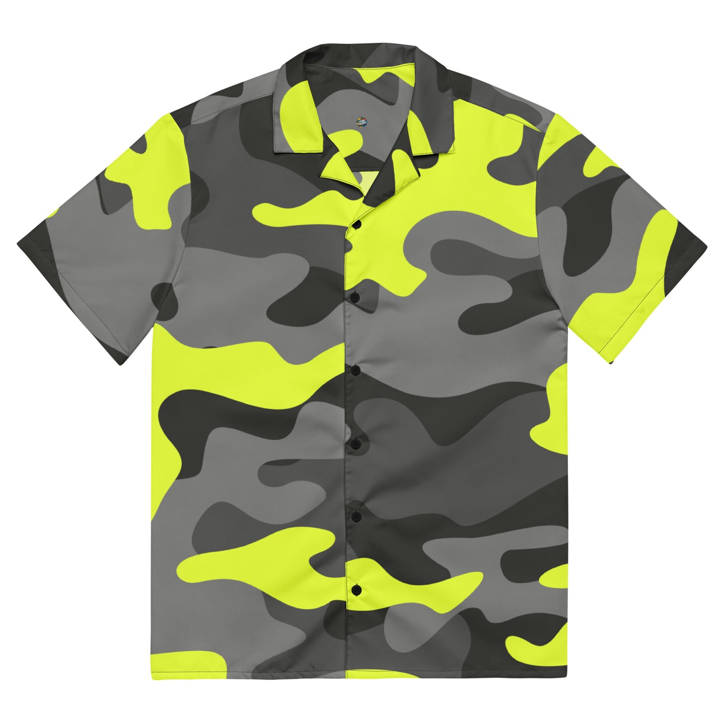 Camo Button Up Shirt | Black, Gray & Yellow Camouflage